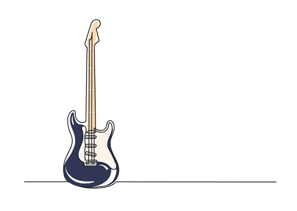 Desenho Contínuo Uma Linha Uma Guitarra Instrumento Musical Isolado Sobre —  Vetores de Stock