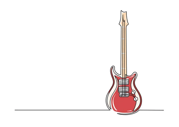 Desenho Contínuo Uma Linha Uma Guitarra Instrumento Musical Isolado Sobre —  Vetores de Stock