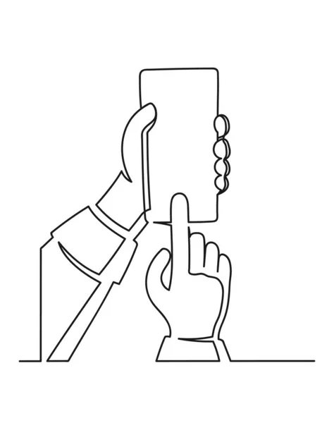 Continu Een Lijntekening Van Een Handtelefoon Design Element Geïsoleerd Witte — Stockvector