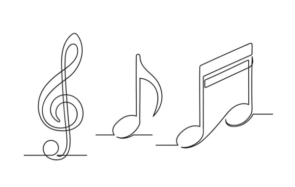 Набор Непрерывных Однострочных Рисунков Музыкальных Нот Тонкий Клюв Ноты Изолированы — стоковый вектор