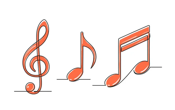Набор Непрерывных Однострочных Рисунков Музыкальных Нот Тонкий Клюв Ноты Изолированы — стоковый вектор