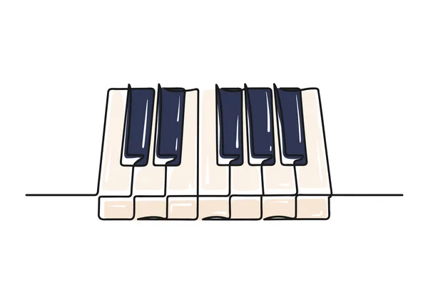 Dibujo Continuo Una Línea Teclado Piano Instrumento Musical Aislado Sobre — Archivo Imágenes Vectoriales