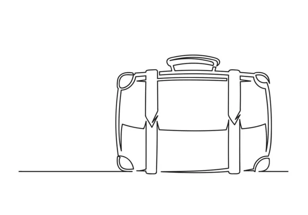 Непрерывный Однолинейный Рисунок Старого Винтажного Чемодана Старый Чемодан Изолирован Белом — стоковый вектор