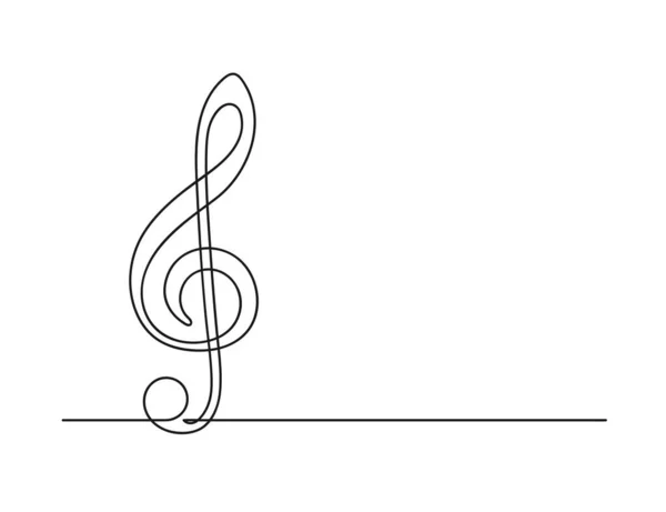 Dibujo Continuo Una Línea Una Clave Triple Símbolo Musical Aislado — Archivo Imágenes Vectoriales