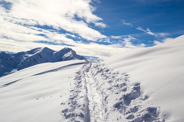 Skier track in the snow — Stock Photo, Image