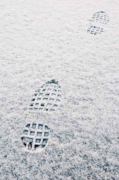 Traces Shoes Soles Snow — Stock Photo, Image