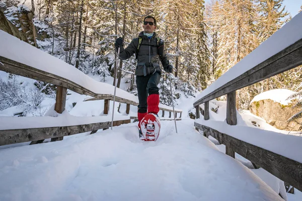 在一个美丽的阳光明媚的日子里 高山上的冬季风景会留下痕迹 Gran Paradiso国家公园 意大利 — 图库照片