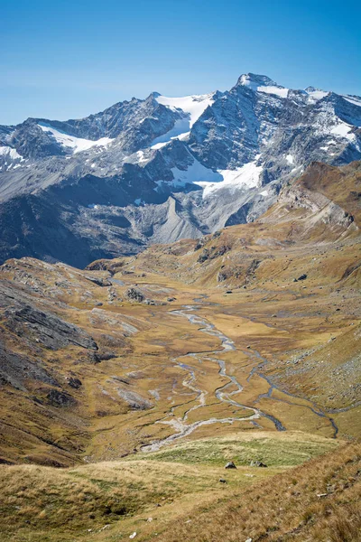 Scenic Autumn Mountains Landscape Alpine River Aosta Valley Italy — Stock Photo, Image