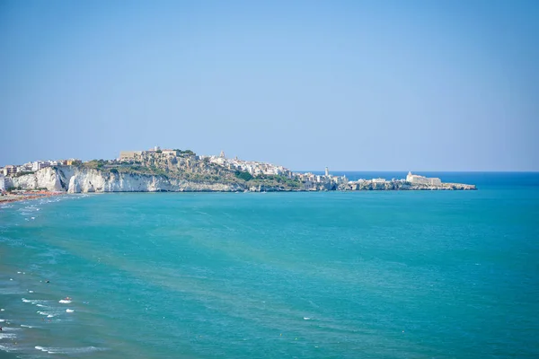 Panoramic Landscape Beach White Cliffs Vieste Gargano Peninsula Apulia Italy — Stock Photo, Image