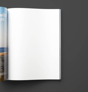 siyah arka plan üzerine boş dergi sayfası