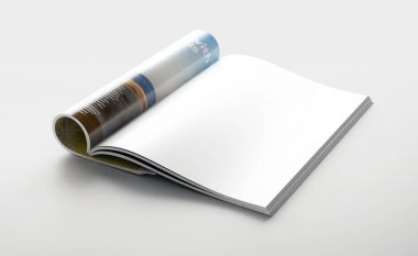 close up of blank magazine on white background clipart
