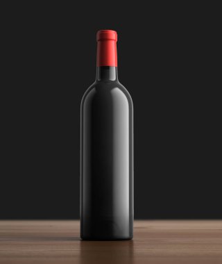 Siyah arka plan, 3d render üzerine siyah şişesini