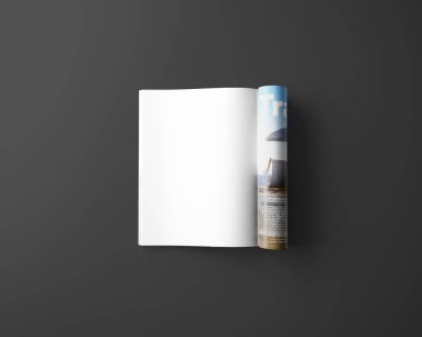 siyah arka plan üzerine boş dergi sayfası