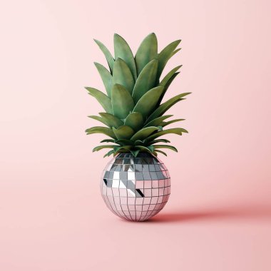 Ananas, parti konsept şeklinde yaprakları ile disko topu 