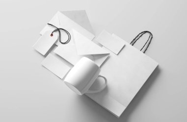Temiz kurumsal kimlik mockup, 3d render