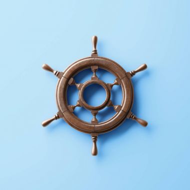 3D Render mavi arka plan, deniz kavramı üzerinde çapa