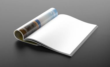 siyah arka plan üzerine boş dergi sayfası