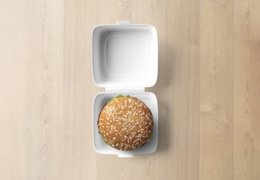 Burger ambalaj mockup, 3d render