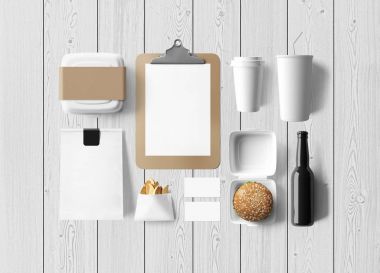 Fast food kimlik mockup, 3d render