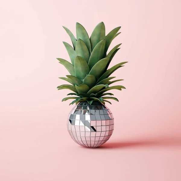 Disco Ball Leaves Form Pineapple Party Concept — Stock Photo, Image