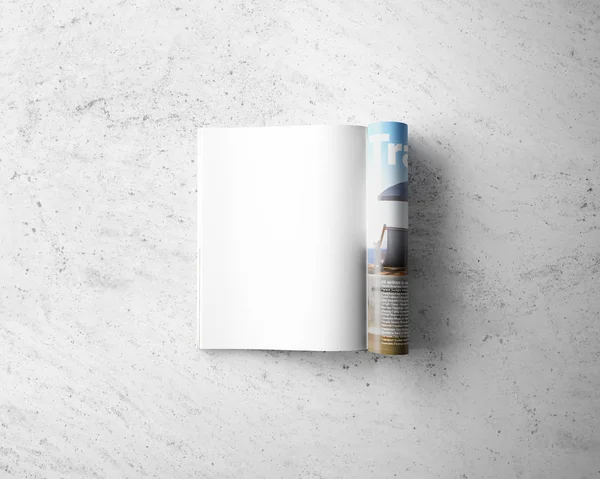 boş dergi üstten görünüm gri beton zemin üzerine