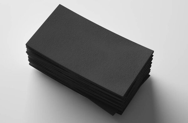 Blank black business cards mockup, 3D rendering