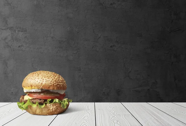 Burger Fekete Háttér Élelmiszer Koncepció — Stock Fotó