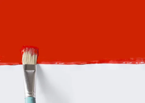 Brush Red Paint Stroke Canvas Background — Stock Photo, Image