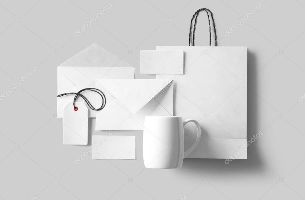 Clean corporate identity mockup, 3D rendering