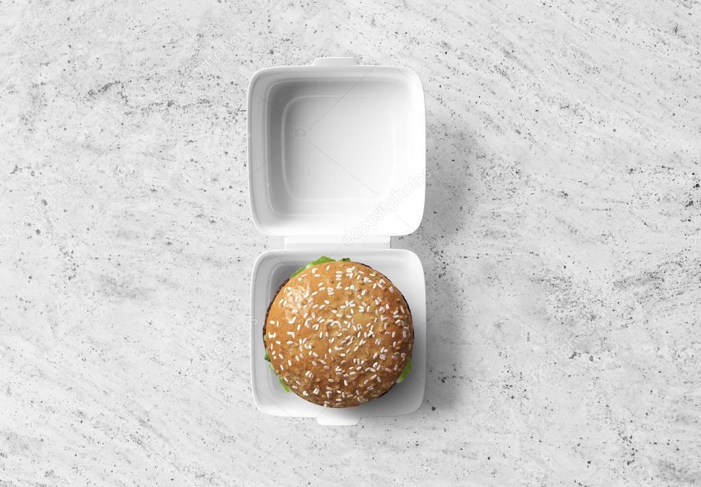 Burger packaging mockup, 3D rendering