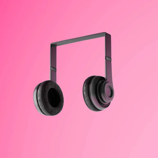 Black Headphones Pink Background — Stock Photo, Image