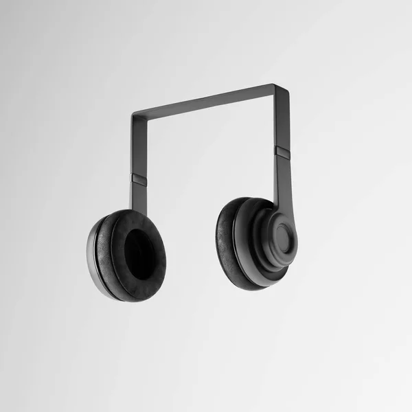 Black Headphones Grey Background — Stock Photo, Image