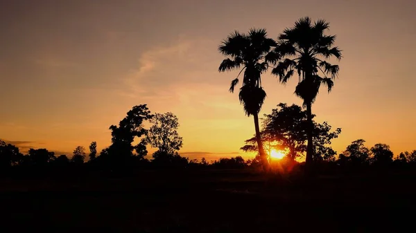 Güneşin Batışı Tayland Yılın Son Işığı — Stok fotoğraf