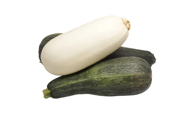 Tre zucchini. Grönt och vitt. — Stockfoto