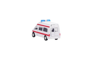 Oyuncak araba bir ambulans. Geri görünüm. 