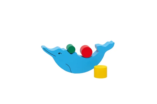 Educational toy is wooden. Dolphin. — Stock Photo, Image