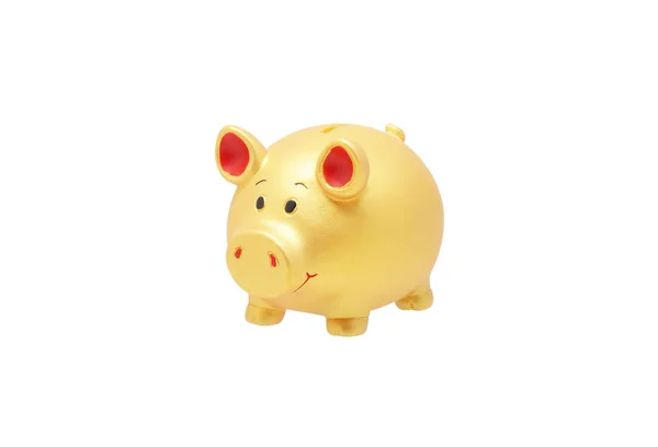 Golden pig piggy bank. Isolated on white — Stock Photo, Image