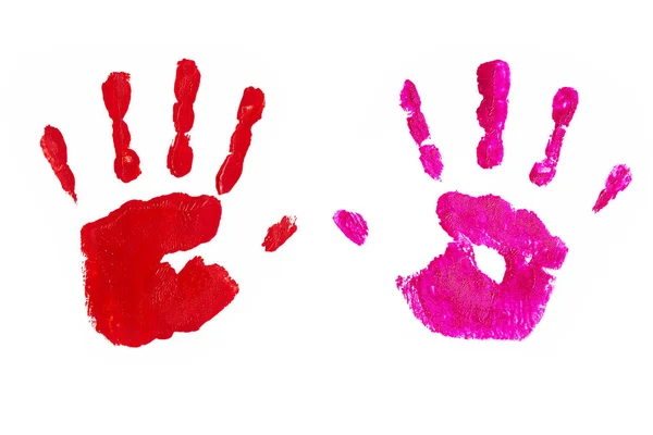 Отпечатки рук детей на белом фоне — стоковое фото