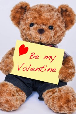 Oyuncak ayı diyor sarı bir işaret tutan benim Sevgililer Isola olmak