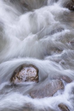 Kükreyen çatal Creek, dumanlı dağ Kayaların etrafında akan su