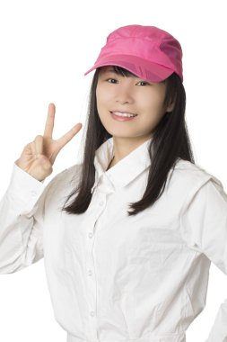 Beyaz adam izole bir Çinli Amerikalı kadın portresi