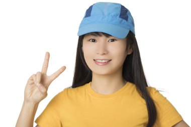 Beyaz adam izole bir Çinli Amerikalı kadın portresi