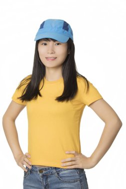 Beyaz adam izole bir Çinli Amerikalı kadın portresi