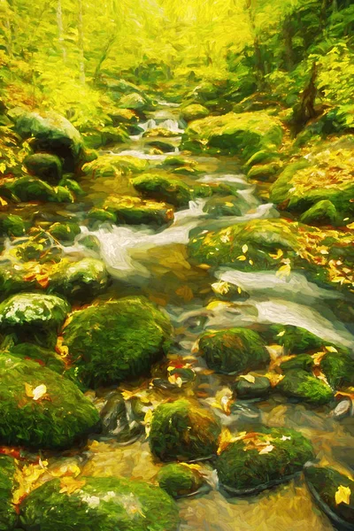 Kunst van het najaar langs de Roaring vork Creek, Smoky Mountains — Stockfoto