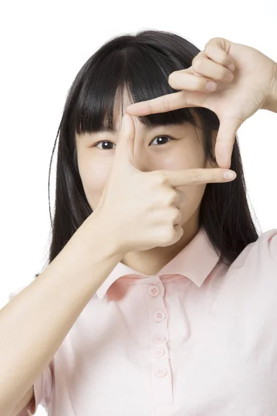 Portrait d'une Chinoise américaine isolée sur fond blanc — Photo