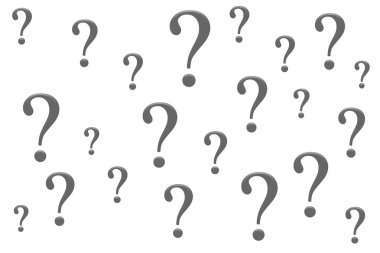 Beyaz bir arka plan üzerinde soru işaretleri yalıtım