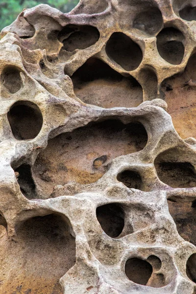 Padrões de intemperismo de favo de mel no Yehliu Geopark, New Taipei , — Fotografia de Stock