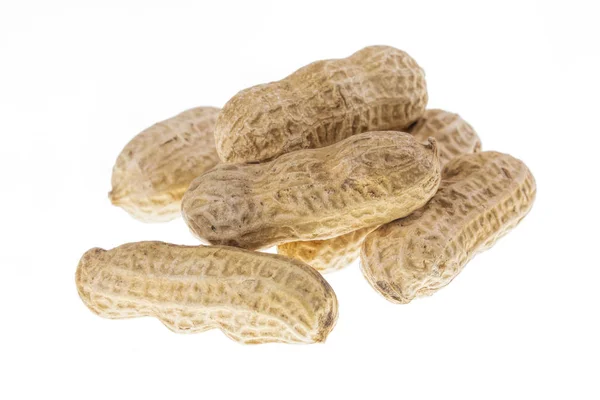 Erdnüsse, ein tolles Trost-Essen und Snack auf weißem Hintergrund — Stockfoto