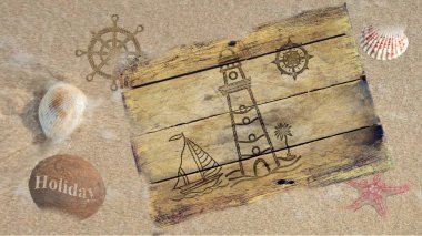 Beach fotoğraf hoizbrett ve tatil nedeni ile