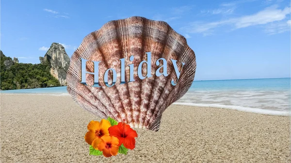 Beach Foto Med Seashell Och Holiday Motiv — Stockfoto
